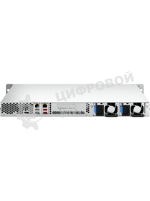Сетевое хранилище SMB QNAP TS-464U-RP-8G NAS 4 HDD trays, rackmount 1U, 2 PSU. 4-core Intel Celeron N5105/N5095 2.0-2.9 GHz, 8 Gb RAM MAX, 2x2.5 Gigabit Ethernet, 4xUSB, 1xHDMI . PCIe Gen 3 x2, W/o rail kit RAIL-B02