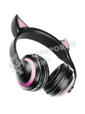 Беспроводные/проводные наушники Qumo Party Cat BT 0024 черный, накладные, Bluetooth + проводной, кошачьи ушки, до 7 ч