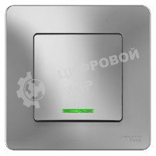 Выключатель 1-кл. СП Blanca (сх.1) 10А 250 В с подсветкой алюм. SchE BLNVS010113