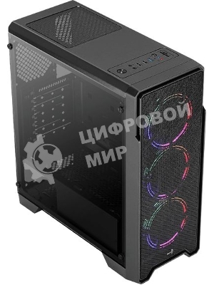 Компьютерный корпус Aerocool/Formula Ore Saturn FRGb-G-BK-v1 (2xUSB, 2xAudio, 0.5 мм,3x120 мм FAN, прозрачная стенка-закаленное стекло, ATX,