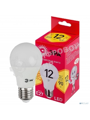 Лампа светодиодная ЭРА RED LINE LED A60-12W-827-E27 R E27 12Вт груша теплый белый свет