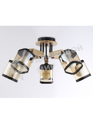 Светильник Ambrella light TR9529/5 BK/GD/TI черный/золото/янтарь E27*5 max 40W D670*260
