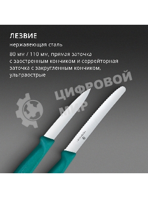 Набор ножей кухонных Victorinox Swiss Classic 6.7114.2C1 для чистки овощей и фруктов компл.:2предм. зеленый европодвес