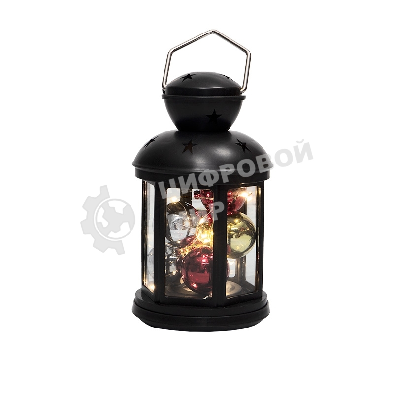 Декоративный фонарь Neon-night с шариками 12х12х20,6 см, черный корпус, теплый белый цвет свечения