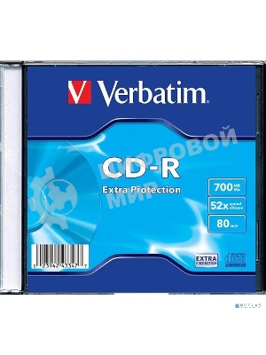 Диск CD-R Verbatim 700Mb 52x Slim case (1шт) (43347)