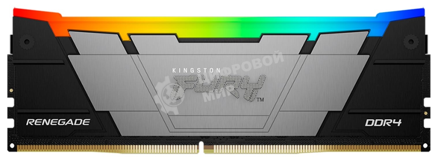 Оперативная память Kingston Fury Renegade, DDR4, 8Gb (1x8GB), 3200MHz, CL16, DIMM, с радиатором, серебристый, RGB, черный