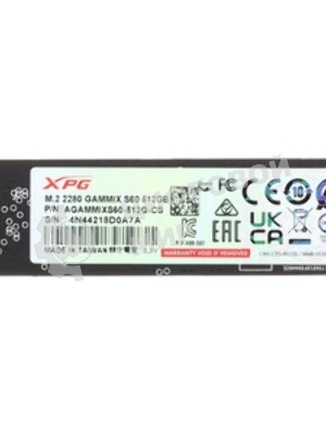 Накопитель SSD ADATA XPG GAMMIX S60, 512Gb, PCIe 4.0 x4, M.2 2280, NVMe, R/W 4700/1700, с радиатором