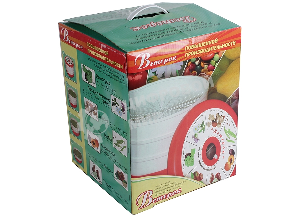 Сушилка для овощей Великие реки Ветерок-5, 5 поддонов, цв.упаковка, прозрачный