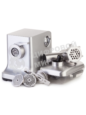 Мясорубка электрическая CASO FW 2000 серебристый, 2000 Вт, 2.5 кг/мин, реверс, защита от перегрузки, насадки - 5