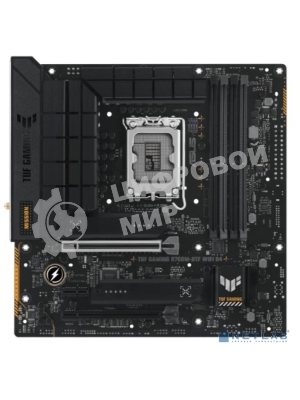 Материнская плата ASUS TUF GAMING B760M-BTF WIFI D4, LGA 1700, Intel B760, 4xDDR4, 4xSATA, 3xM.2, 1xPCIe 5.0 x16, 1xPCIe 4.0 x4, 1xPCIe x1, 1xUSB-A 3.2 Gen 2, 2xUSB-A 3.2 Gen 1, 4xUSB 2.0, 1xUSB-C 3.2 Gen 1, 1xUSB-C 3.2 Gen 2, 1x2.5Gb LAN, 3x3.5 мм, 7.1, 2.5Gb LAN, Wi-Fi 6, Bluetooth 5.2, mATX