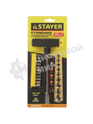 Набор STAYER 2540-H20 с Т-образной ручкой с насадками. 21 предмет