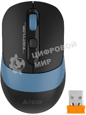 Мышь беспроводная A4Tech Fstyler FB10CS черный/синий, 2000 dpi, радиоканал, Bluetooth, USB, кнопки - 4