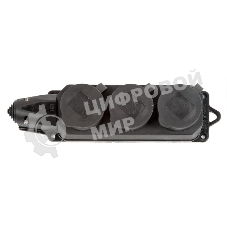 Розетка IEK ОМЕГА РБ33-1-0мIP44 трехместная с защитными крышками каучук