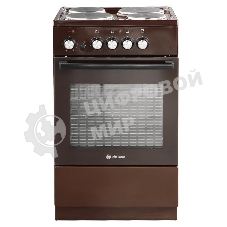 Плита электрическая De Luxe 5004.18э-014 коричневый, конфорок 4 шт, духовка 43 л, 50 см x 85 см x 50 см