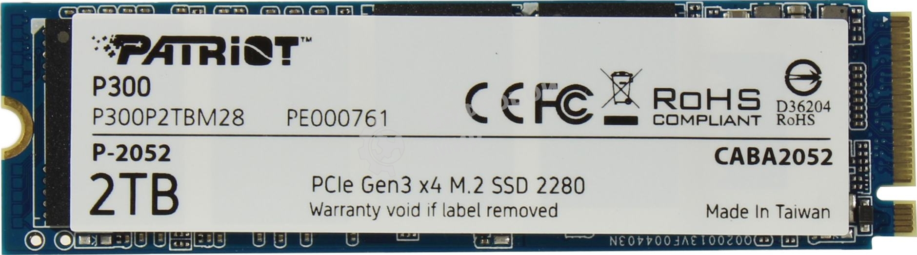 Накопитель SSD Patriot P300, 2Tb, PCIe 3.0 x4, M.2 2280, NVMe, R/W 2100/1650