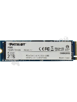 Накопитель SSD Patriot P300, 2Tb, PCIe 3.0 x4, M.2 2280, NVMe, R/W 2100/1650