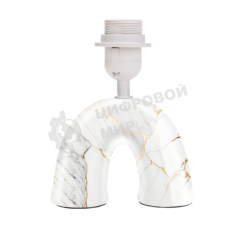 Светильник декоративный настольный Rexant Форте, основание дуга под золотой мрамор, бежевый абажур, цоколь Е27, 60Вт