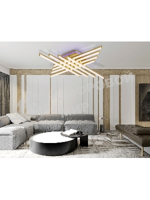 Потолочный светодиодный светильник Ambrella light FL6263 GD золото 115W 3000K-6400K+RGB 810*810*130 (ПДУ ИК)
