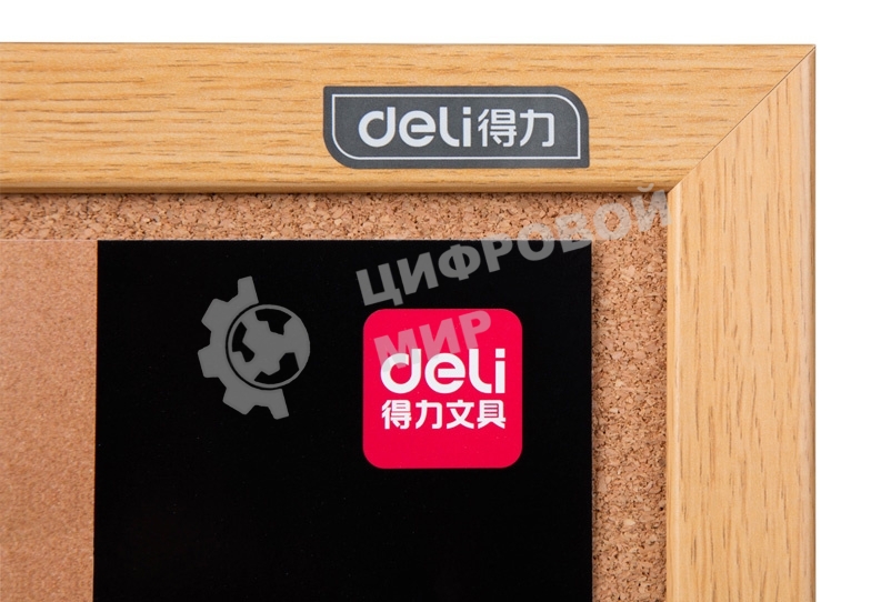 Доска пробковая Deli 8765 пробка желтый 90x120 см деревянная рама