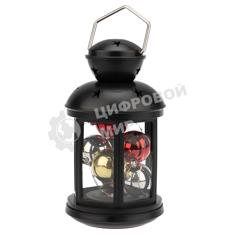 Декоративный фонарь Neon-night с шариками 12х12х20,6 см, черный корпус, теплый белый цвет свечения