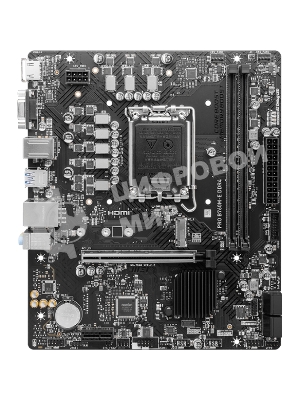 Материнская плата MSI PRO B760M-E DDR4, LGA 1700, Intel B760, 2xDDR4, 4xSATA, 1xM.2, 1xPCIe 4.0 x16, 1xPCIe 4.0 x1, 1xHDMI, 1xVGA, 1x1Gb LAN, 2xUSB-A 3.2 Gen 1, 4xUSB-A 2.0, 3x3.5 мм, 7.1, mATX