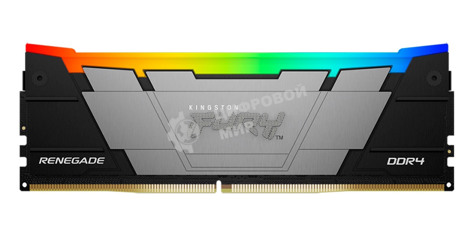 Оперативная память Kingston Fury Renegade, DDR4, 64Gb (2x32GB), 3200MHz, CL16, DIMM, радиатор, RGB, серебристый/черный