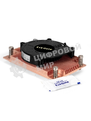 Кулер для процессора ExeGate ESNK-P0062AP4v2.PWM.1U.SP3.Cu медный, 80 мм, медь, 6300 об/мин, 63 дБ, 4 pin, 165 Вт, 27 мм