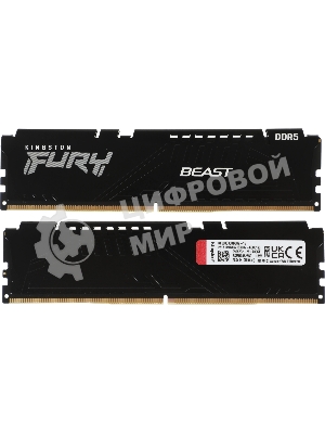 Оперативная память Kingston Fury Beast, DDR5, 16GB (2x8GB), 6000MHz, CL36, с радиаторами, черный