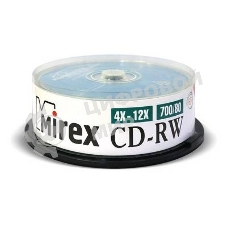 Диск CD-RW Mirex 700 Mb, 12х, Cake Box (25), (25/300)