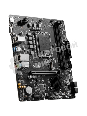 Материнская плата MSI PRO B760M-E DDR4, LGA 1700, Intel B760, 2xDDR4, 4xSATA, 1xM.2, 1xPCIe 4.0 x16, 1xPCIe 4.0 x1, 1xHDMI, 1xVGA, 1x1Gb LAN, 2xUSB-A 3.2 Gen 1, 4xUSB-A 2.0, 3x3.5 мм, 7.1, mATX