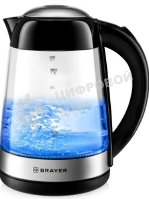 Чайник электрический BRAYER BR1012 2200 Вт, 1.7 л, высококач.стекло, подсвет, автоотключ при закипании