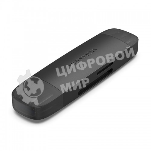 Кард-ридер Vention CLKB0/черный/SD,SDHC,SDXC,TF,micro-SD,micro-SDXC,miсro-SDHC/USB 3.0/Type C/OTG/пластик