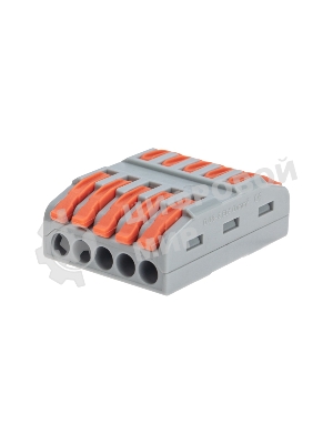 Клемма Rexant СМК 222-425 проходная 5 полюсов (0,08-4 мм²), серый (30 шт/уп)