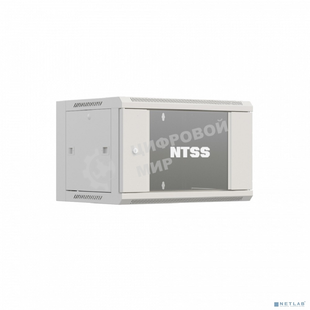 Шкаф коммутационный NTSS Премиум (NTSS-W6U6045GS-2) настенный 6U 600x450 мм пер. дв. стекл 60 кг серый IP20 сталь