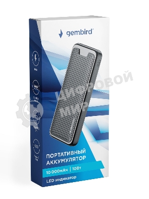 Портативный аккумулятор Gembird GPB-10, 10000мА·ч, 2A, черный