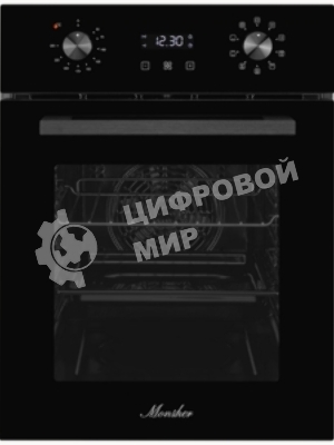Духовой шкаф электрический Monsher MOE 4592 Noir ширина 45 см, High-Tech, 50 л, гидролизная очистка, 9 режимов, черный