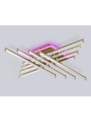 Потолочный светодиодный светильник Ambrella light FL6263 GD золото 115W 3000K-6400K+RGB 810*810*130 (ПДУ ИК)