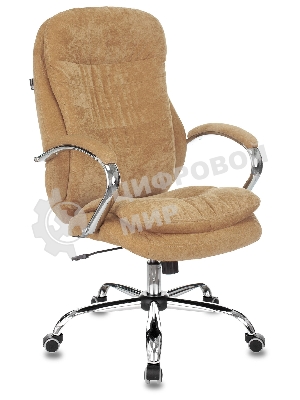 Кресло руководителя Бюрократ T-9950SL Fabric горчичный Velvet 73, крестовина металл хром