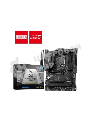 Материнская плата MSI MAG B760 TOMAHAWK WIFI, LGA 1700, Intel B760, 4xDDR5, 4xSATA, 3xM.2, 1xPCI-E 3.0 x4, 1xPCI-E 5.0 x16, 1xHDMI, 1xDP, 1xUSB Type-C, 1x2.5Gb LAN, 4xUSB-A 2.0, 4xUSB-A 3.2 Gen 2, 5x3.5 мм, 7.1, Standard-ATX