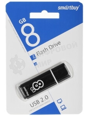 Флешка USB Smartbuy Glossy series black (SB8GbGS-K), 8Gb, USB 2.0, R/W 25/15, черный