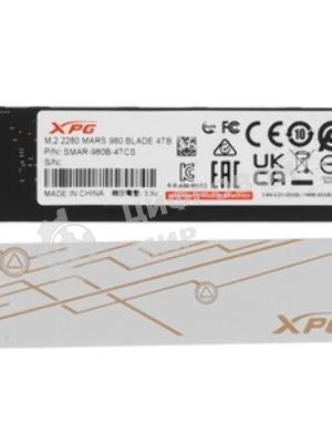 Накопитель SSD ADATA XPG MARS 980 BLADE, 4Tb, PCIe 5.0 x4, M.2 2280, NVMe, R/W 14000/13000 3D-NAND