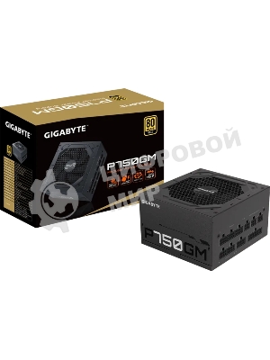 Блок питания Gigabyte P750GM (GP-P750GM), 750Вт, 80 PLUS Gold, 120мм, модульный, черный