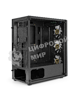 Компьютерный корпус Miditower ExeGate EVO-8227 (ATX, без БП, 2хUSB+1хUSB 3.0+HD Audio, черный, 3 вент. с RGb подсветкой, боковая панель - закаленное стекло)