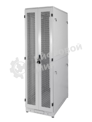 Шкаф телекоммуникационный напольный 42U (600 × 1000) дверь перфорированная, задние двойные перф.