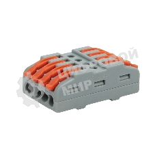 Клемма Rexant СМК 222-424 проходная 4 полюса (0,08-4 мм²), серый (25 шт/уп)