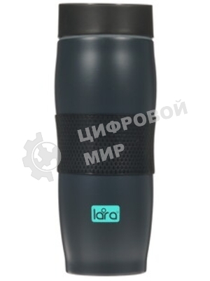 Термокружка LARA LR04-24 Black 380 мл, двойные стенки, вакуум, сталь/силикон, черный
