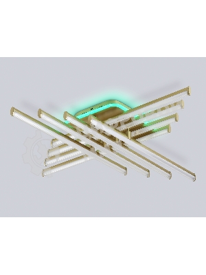 Потолочный светодиодный светильник Ambrella light FL6263 GD золото 115W 3000K-6400K+RGB 810*810*130 (ПДУ ИК)