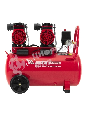 Компрессор безмасляный малошумный SPC 3000/50, 3000 Вт, ресивер 50 л, 520 л/мин MTX