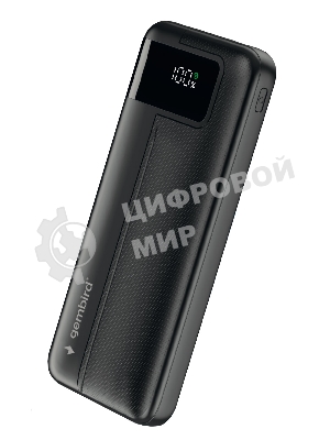 Портативный аккумулятор Gembird GPB-10Q, 10000мА·ч, QC/PD, дисплей, черный