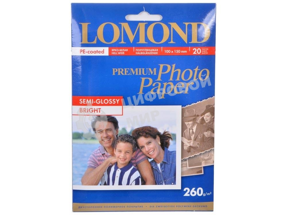 Фотобумага Lomond 1103302 10x15/260г/м2/20л./белый полуглянцевое для струйной печати